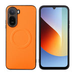 For Xiaomi Poco C81 4G  /  C81 Pro 4G  /  C85x 5G  /  Redmi A7 Pro 4G (171.56mm)  /  A7 Pro 5G Case Carbon Fiber Texture Leather Coated TPU PC Phone Cover with Metal Ring for Magnetic Car Mount