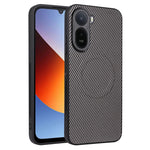 For Xiaomi Poco C81 4G  /  C81 Pro 4G  /  C85x 5G  /  Redmi A7 Pro 4G (171.56mm)  /  A7 Pro 5G Case Carbon Fiber Texture Leather Coated TPU PC Phone Cover with Metal Ring for Magnetic Car Mount