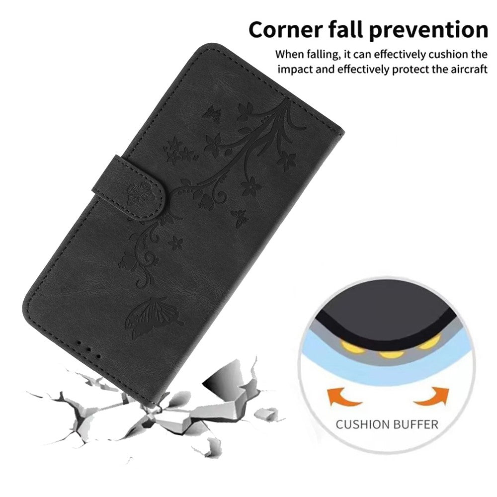Til Samsung Galaxy S26+ Wallet Cover Sommerfugl Blomst Præg PU Læder Telefon Cover med Håndrem