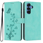 Til Samsung Galaxy S26+ Wallet Cover Sommerfugl Blomst Præg PU Læder Telefon Cover med Håndrem