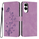 Samsung Galaxy S25 Edge Plånboksfodral Fjärilsblommigt PU-läderfodral med handledsrem