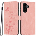 For Samsung Galaxy A57 5G Wallet Case Butterfly Flower Imprint PU Leather Phone Cover with Wrist Strap
