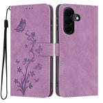 For Samsung Galaxy A57 5G Wallet Case Butterfly Flower Imprint PU Leather Phone Cover with Wrist Strap