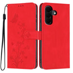 For Samsung Galaxy A57 5G Wallet Case Butterfly Flower Imprint PU Leather Phone Cover with Wrist Strap