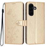For Samsung Galaxy A37 5G Wallet Case Butterfly Flower Imprint PU Leather Phone Cover with Wrist Strap