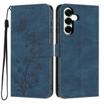 For Samsung Galaxy A36 5G Wallet Case Butterfly Flower Imprint PU Leather Phone Cover with Wrist Strap