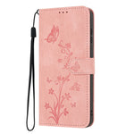 For Samsung Galaxy A55 5G Wallet Case Butterfly Flower Imprint PU Leather Phone Cover with Wrist Strap