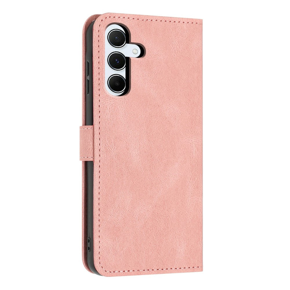 For Samsung Galaxy A55 5G Wallet Case Butterfly Flower Imprint PU Leather Phone Cover with Wrist Strap