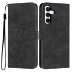 For Samsung Galaxy A55 5G Wallet Case Butterfly Flower Imprint PU Leather Phone Cover with Wrist Strap