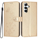 For Samsung Galaxy A55 5G Wallet Case Butterfly Flower Imprint PU Leather Phone Cover with Wrist Strap