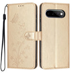 For Google Pixel 11 / Pixel 11 Pro Wallet Case Butterfly Flower Imprint PU Leather Phone Cover with Wrist Strap