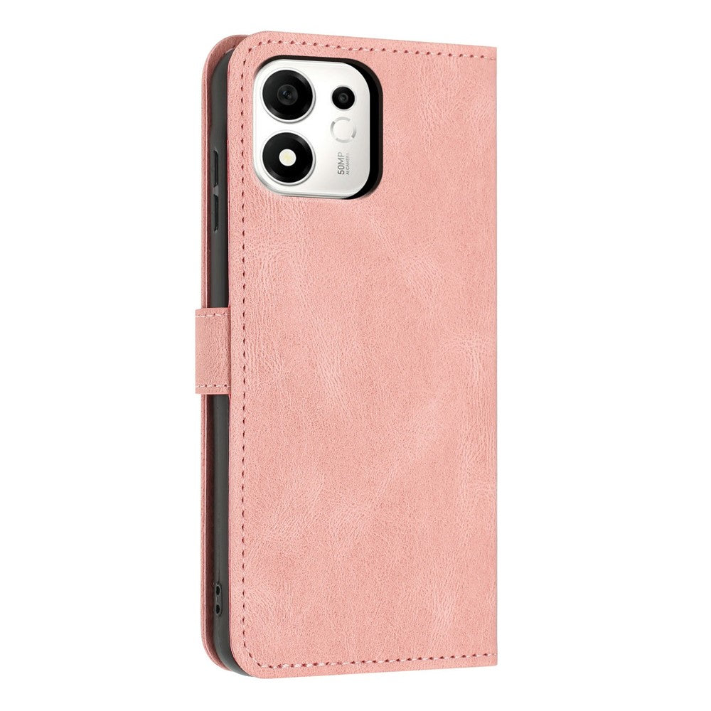 For Honor 600 Smart 5G / X7e Plus 5G Wallet Case Butterfly Flower Imprint PU Leather Phone Cover with Wrist Strap