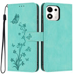 For Honor 600 Smart 5G / X7e Plus 5G Wallet Case Butterfly Flower Imprint PU Leather Phone Cover with Wrist Strap