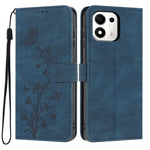 For Honor 600 Smart 5G / X7e Plus 5G Wallet Case Butterfly Flower Imprint PU Leather Phone Cover with Wrist Strap