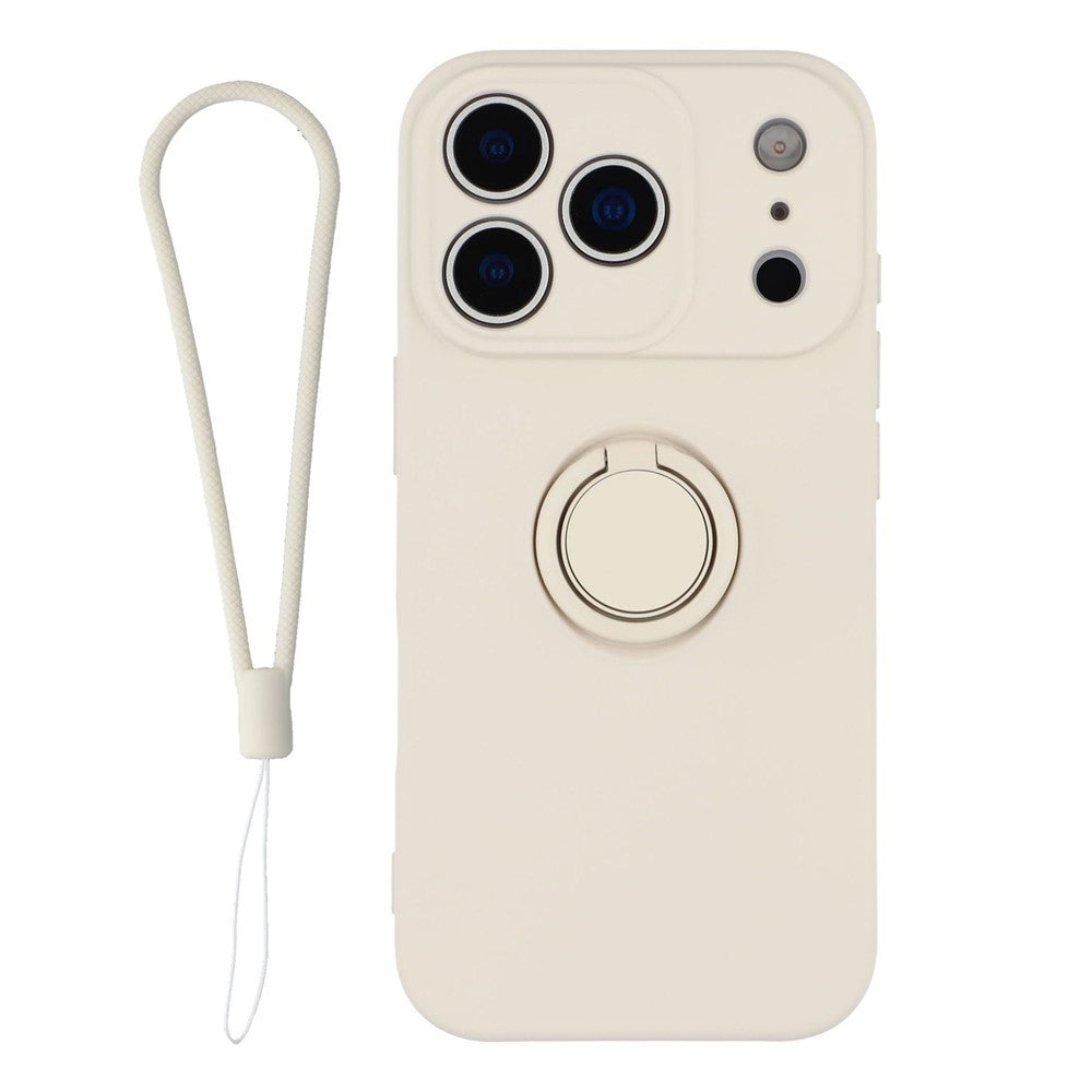 For iPhone 18 Pro / 17 Pro Silicone Case with Strap Ring Kickstand Phone Cover