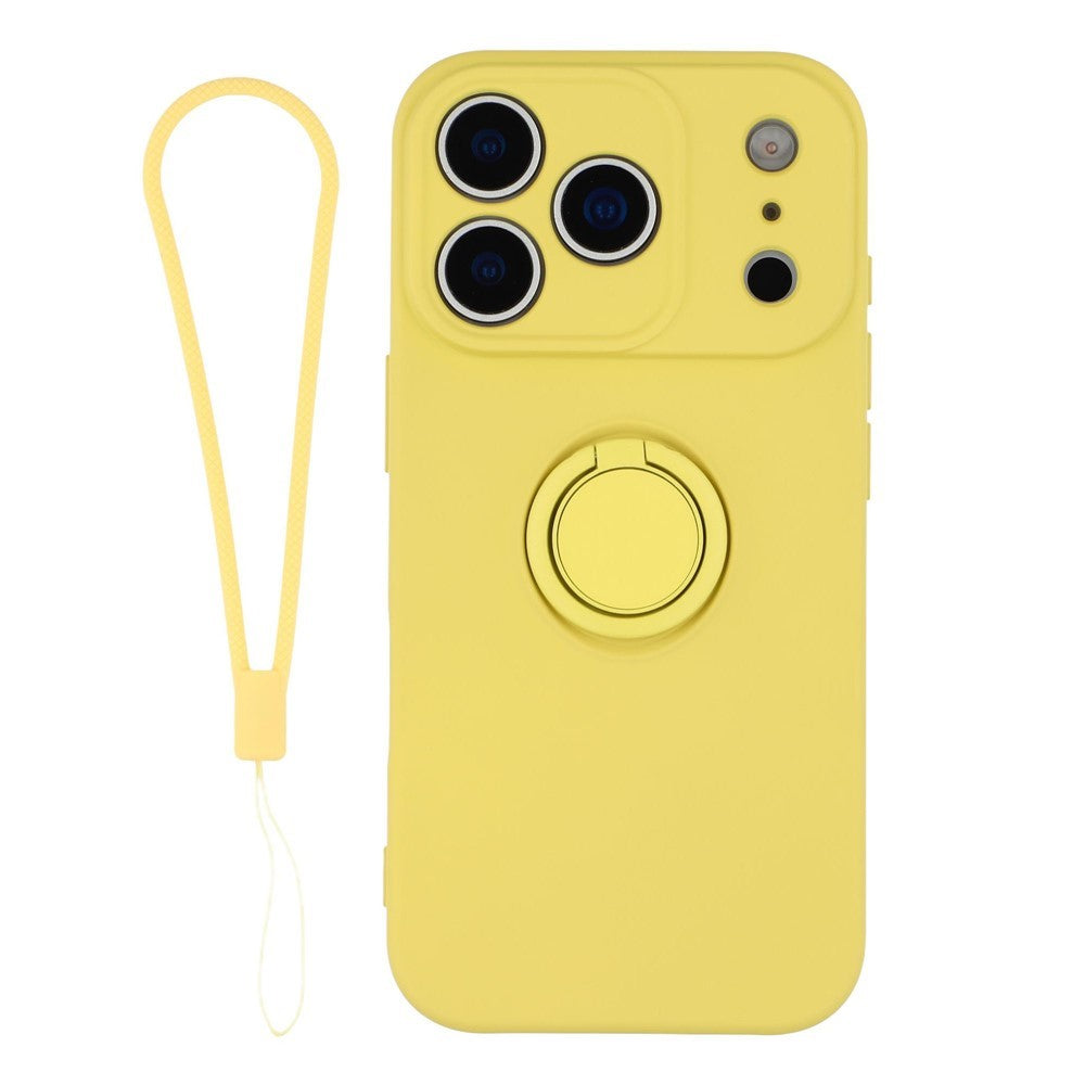 For iPhone 18 Pro Max / 17 Pro Max Silicone Case with Strap Ring Kickstand Phone Cover