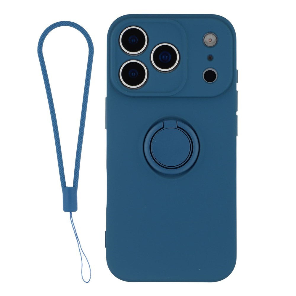 For iPhone 18 Pro Max / 17 Pro Max Silicone Case with Strap Ring Kickstand Phone Cover