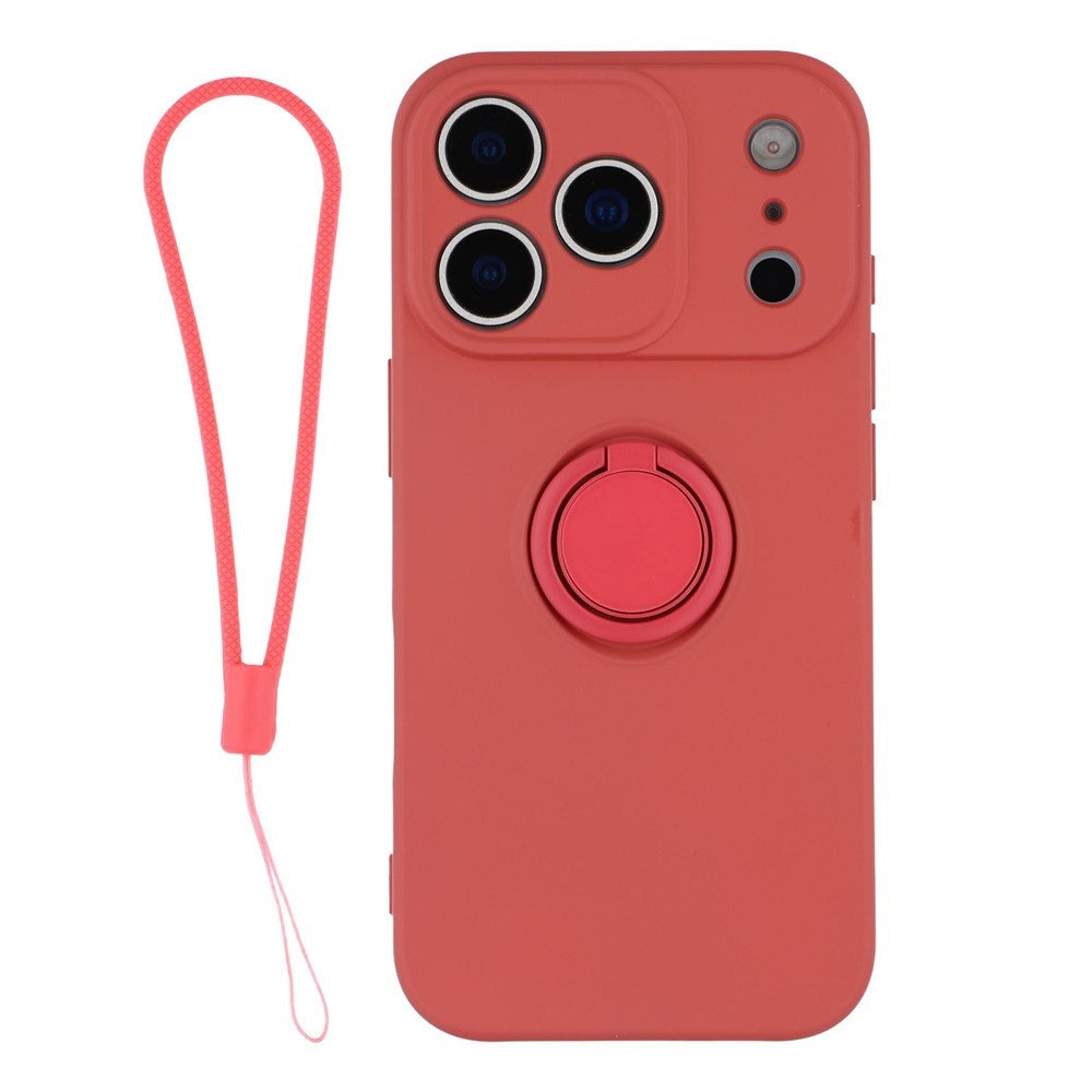 For iPhone 18 Pro Max / 17 Pro Max Silicone Case with Strap Ring Kickstand Phone Cover