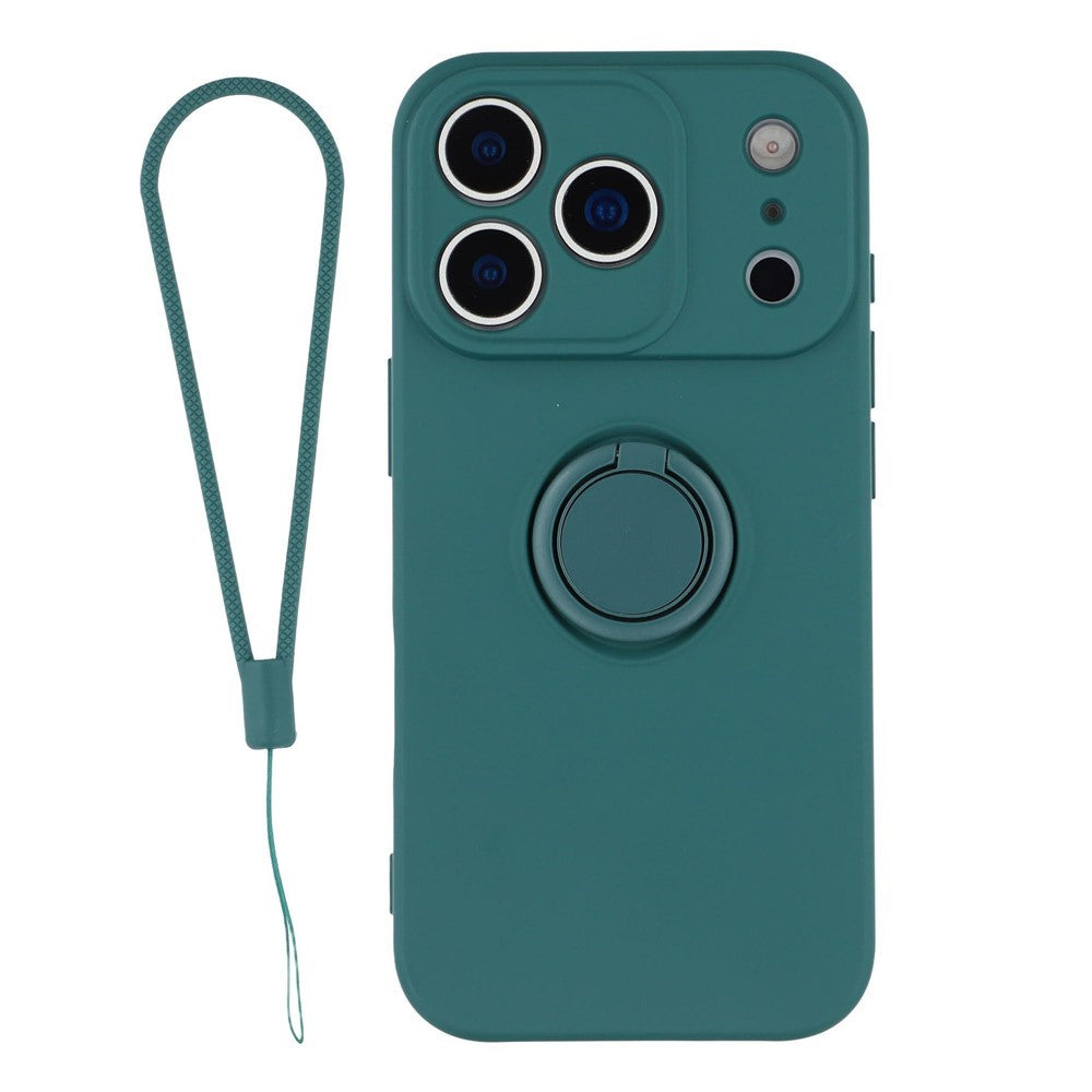 For iPhone 18 Pro Max / 17 Pro Max Silicone Case with Strap Ring Kickstand Phone Cover