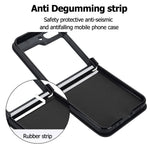 For Samsung Galaxy Z Flip7 FE 5G / Flip6 5G Case Rhombic Leather + PC Folding Phone Cover with Wrist Strap / 1.5m Long Strap