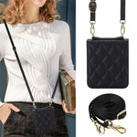 For Samsung Galaxy Z Flip7 FE 5G / Flip6 5G Case Rhombic Leather + PC Folding Phone Cover with Wrist Strap / 1.5m Long Strap