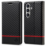 LC.IMEEKE Wallet Case for Samsung Galaxy S26 FE Carbon Fiber Texture Leather Phone Cover
