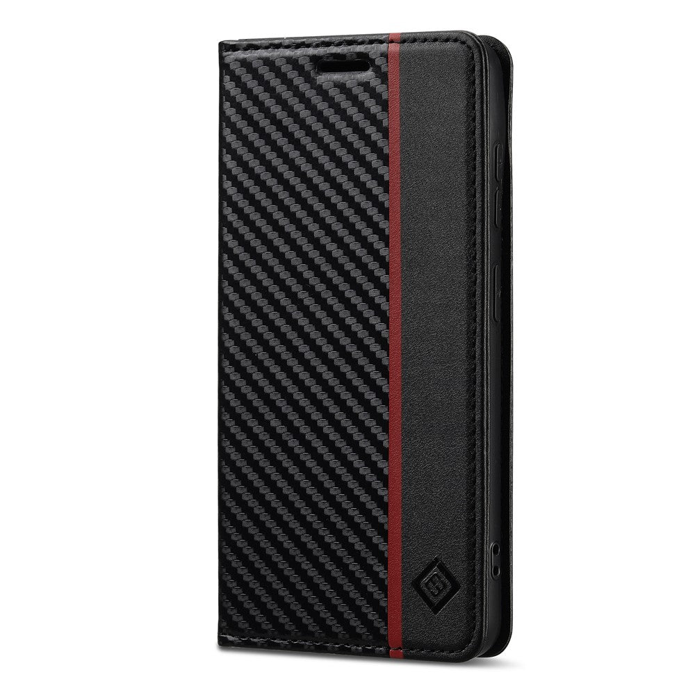 LC.IMEEKE Wallet Case for Samsung Galaxy S26 FE Carbon Fiber Texture Leather Phone Cover