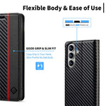 LC.IMEEKE Wallet Case for Samsung Galaxy S26 FE Carbon Fiber Texture Leather Phone Cover
