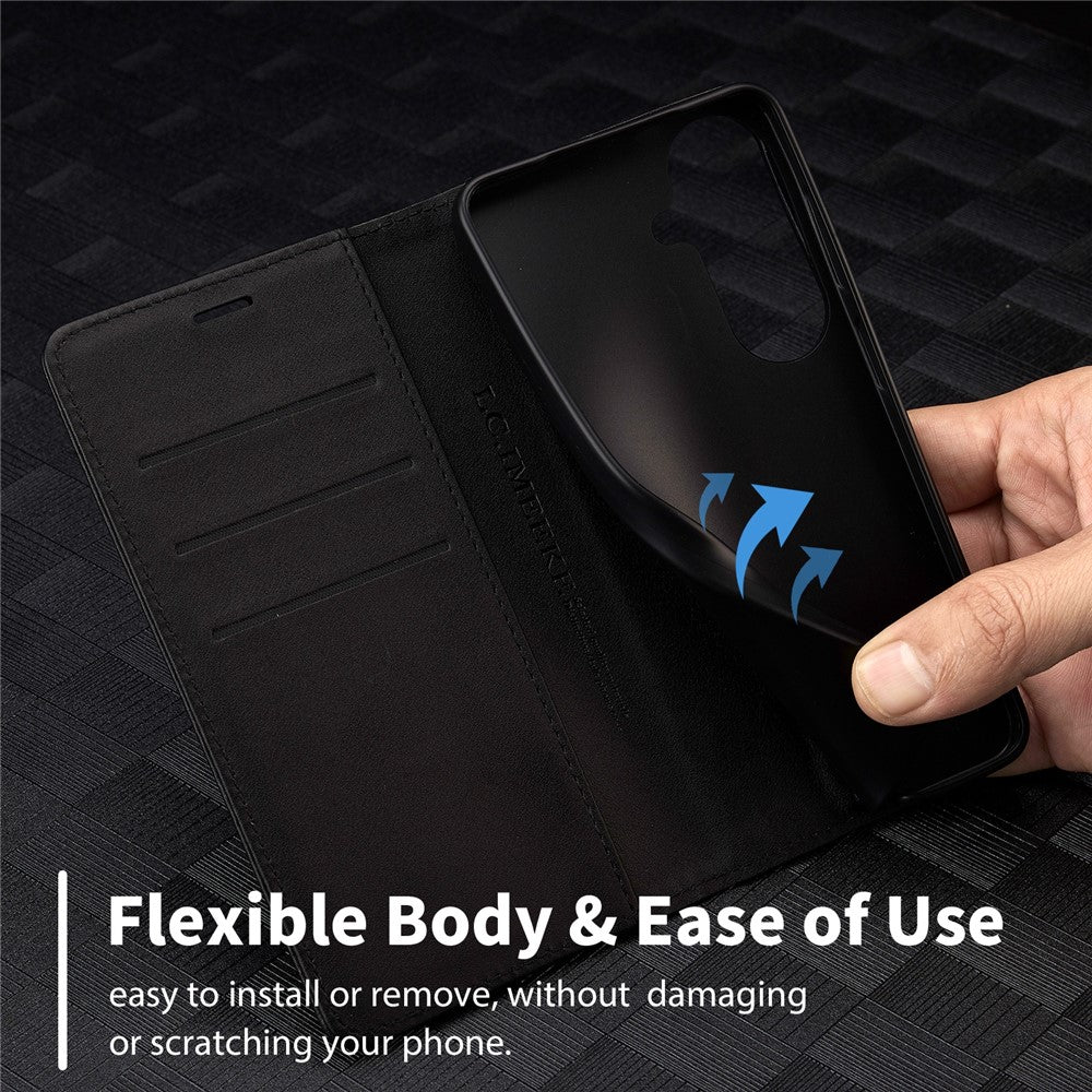 LC.IMEEKE Wallet Case for Samsung Galaxy S26 FE Carbon Fiber Texture Leather Phone Cover