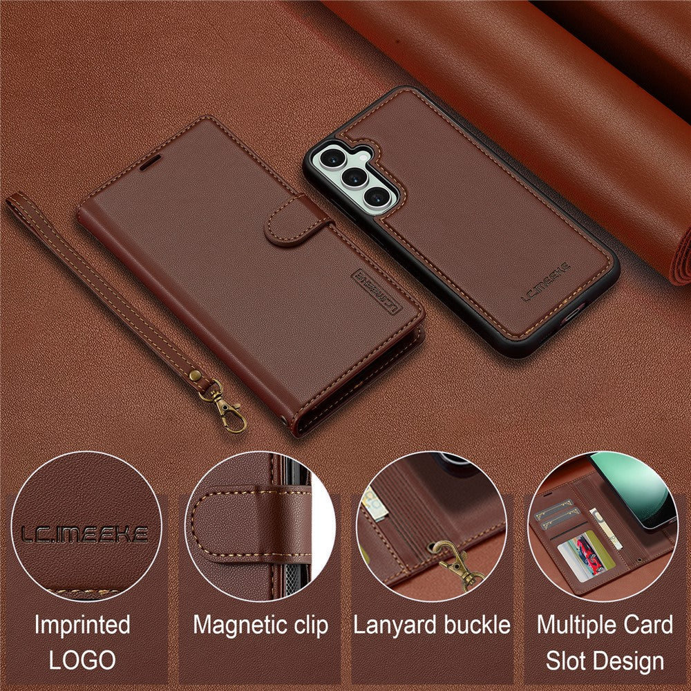 LC.IMEEKE L2 Series for Samsung Galaxy S26 FE Case PU Leather Wallet Detachable Magnetic Phone Cover