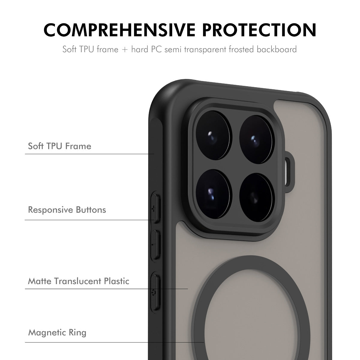 HAT PRINCE for Xiaomi 17T Pro ENKAY  Magnetic Case with Tempered Glass Support Ultrasonic Unlocking PC TPU Matte Phone Cover