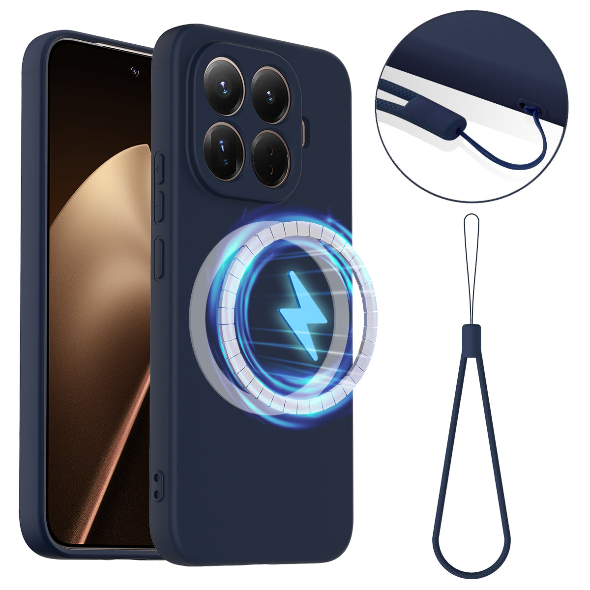 For Xiaomi 17T Pro Magnetic Case Anti-Drop Liquid Silicone Phone Cover with Lanyard