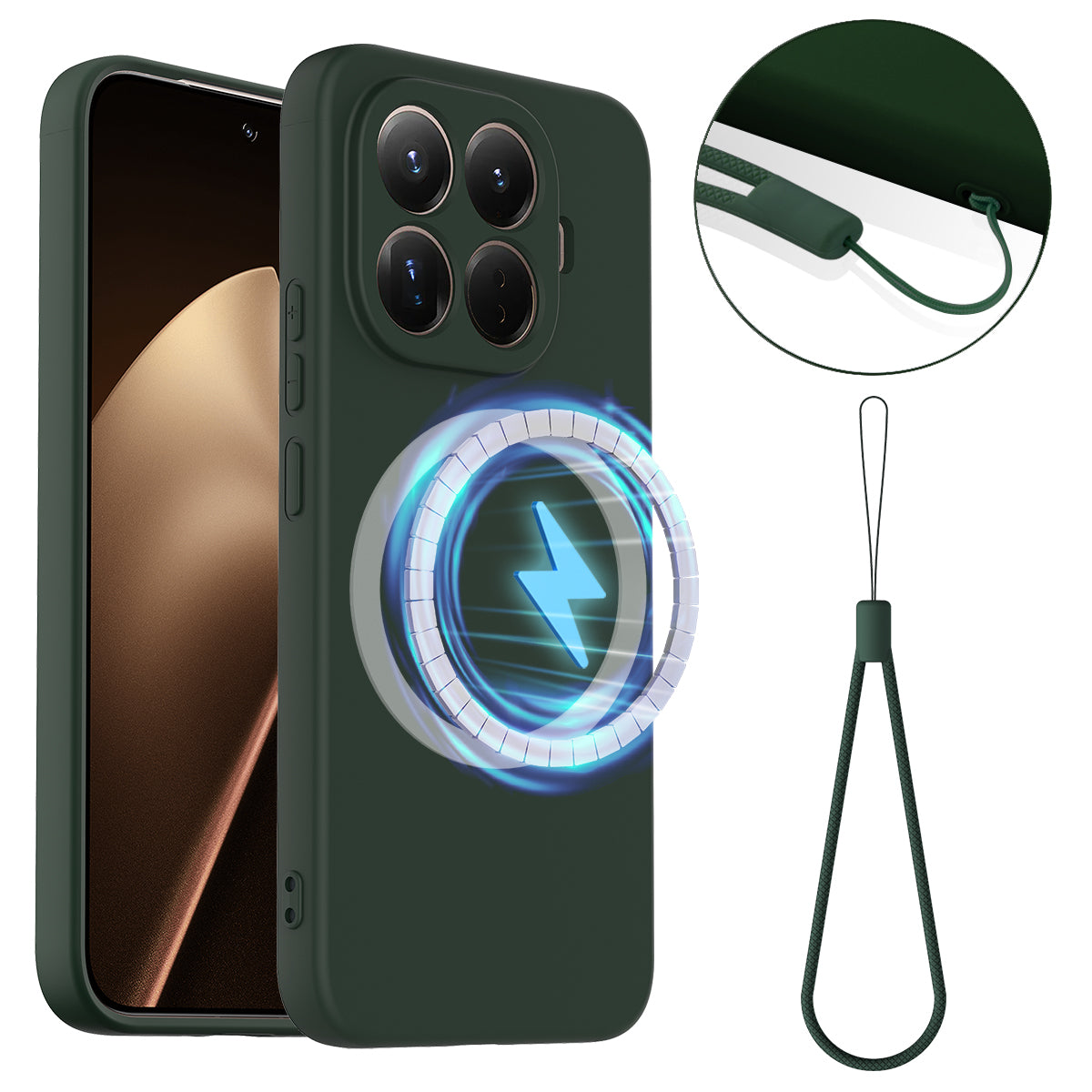 För Xiaomi 17T Pro Magnetiskt fodral Anti-dropp flytande silikonskal med nyckelband