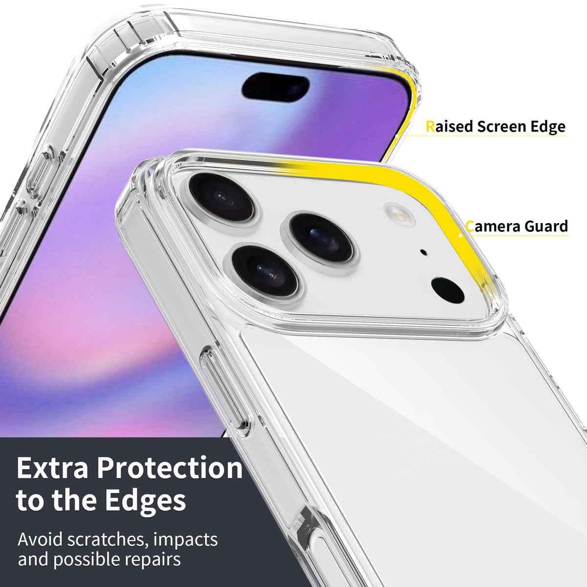 For iPhone 18 Pro / 17 Pro Clear Phone Case TPU+Acrylic Shockproof Phone Back Cover