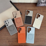 For Samsung Galaxy S26 Ultra Magnetic Case Litchi Texture PU Leather Coated PC + TPU Phone Back Cover