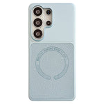 For Samsung Galaxy S26 Ultra Magnetic Case Litchi Texture PU Leather Coated PC + TPU Phone Back Cover