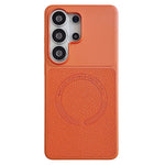 For Samsung Galaxy S26 Ultra Magnetic Case Litchi Texture PU Leather Coated PC + TPU Phone Back Cover