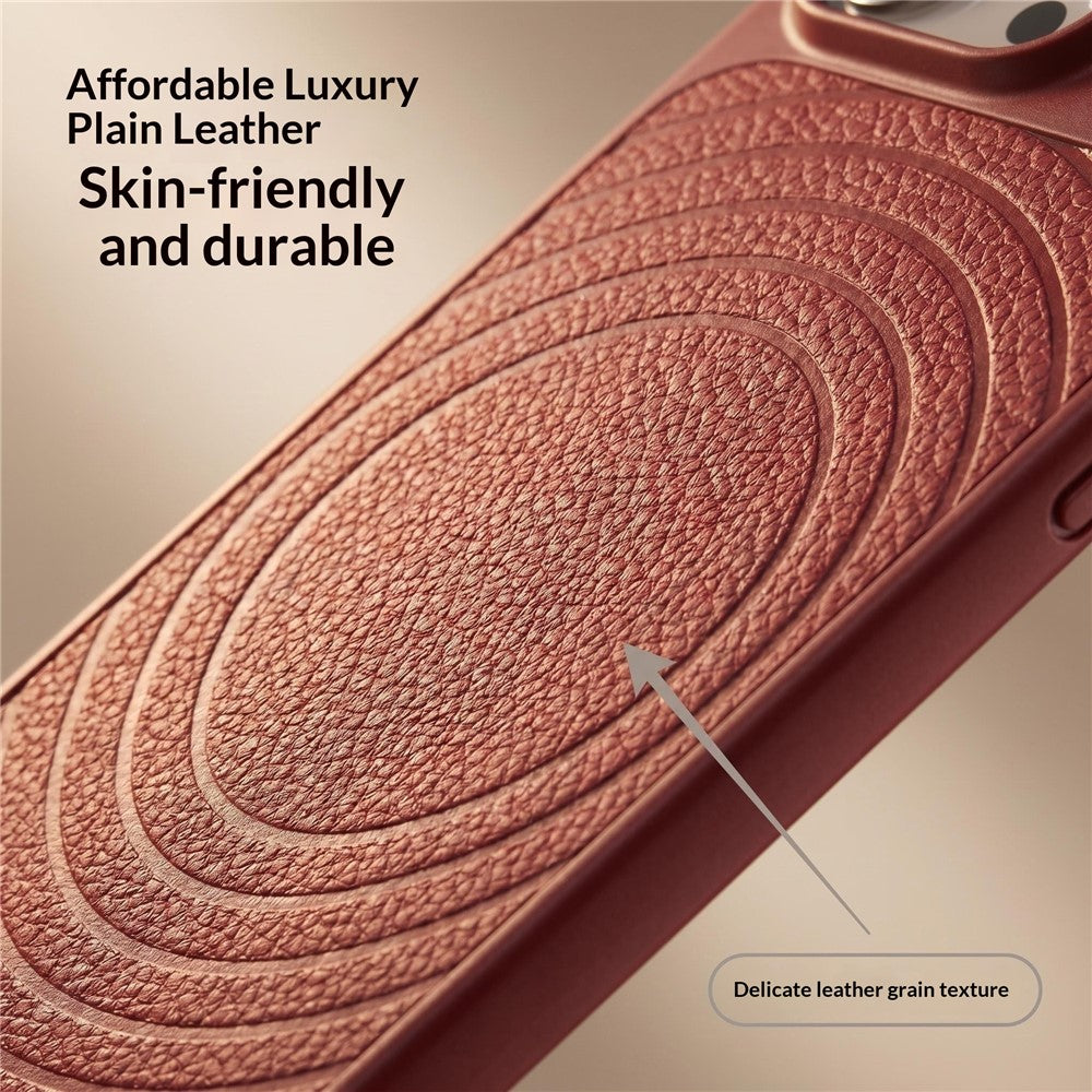 Til iPhone 17 Pro Max Magnetisk Cover Krusningsmønster Læderbelagt PC + TPU Stødsikkert Bagcover