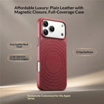 Til iPhone 17 Pro Max Magnetisk Cover Krusningsmønster Læderbelagt PC + TPU Stødsikkert Bagcover