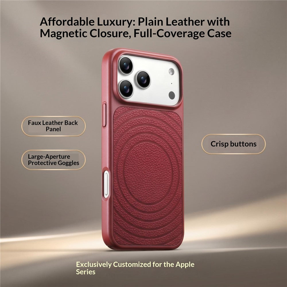 Til iPhone 17 Pro Max Magnetisk Cover Krusningsmønster Læderbelagt PC + TPU Stødsikkert Bagcover
