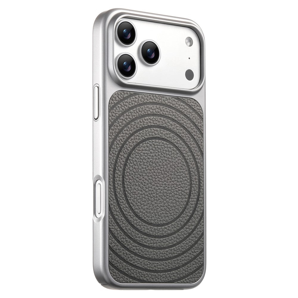 Til iPhone 17 Pro Max Magnetisk Cover Krusningsmønster Læderbelagt PC + TPU Stødsikkert Bagcover
