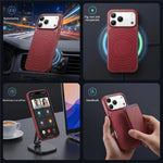 Til iPhone 17 Pro Magnetisk Cover med bølge-mønster, læderbelagt PC + TPU Stødsikkert Bagcover