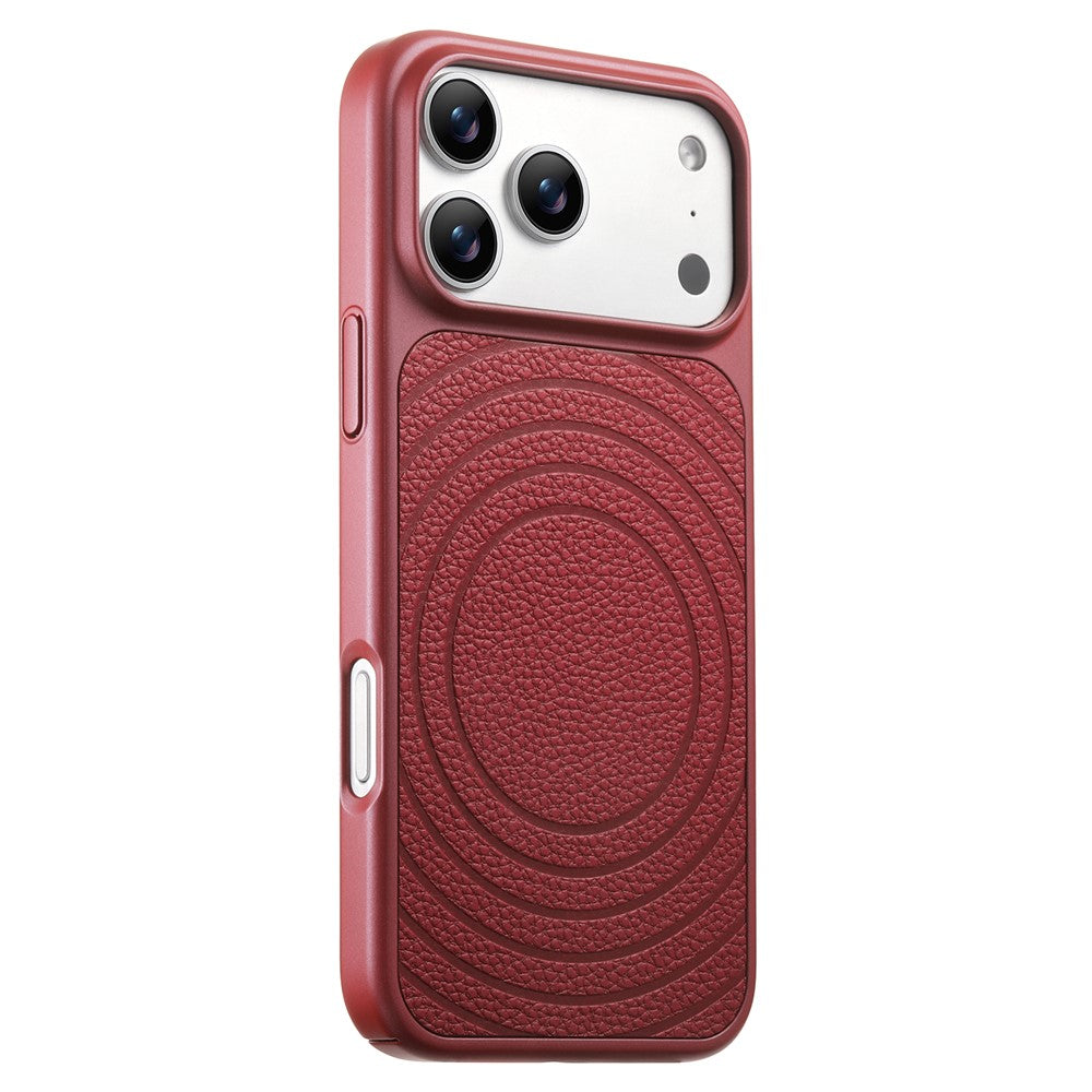 Til iPhone 17 Pro Magnetisk Cover med bølge-mønster, læderbelagt PC + TPU Stødsikkert Bagcover