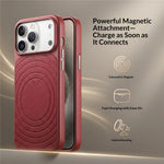 Til iPhone 17 Pro Magnetisk Cover med bølge-mønster, læderbelagt PC + TPU Stødsikkert Bagcover