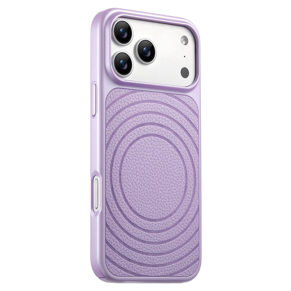 Til iPhone 17 Pro Magnetisk Cover med bølge-mønster, læderbelagt PC + TPU Stødsikkert Bagcover
