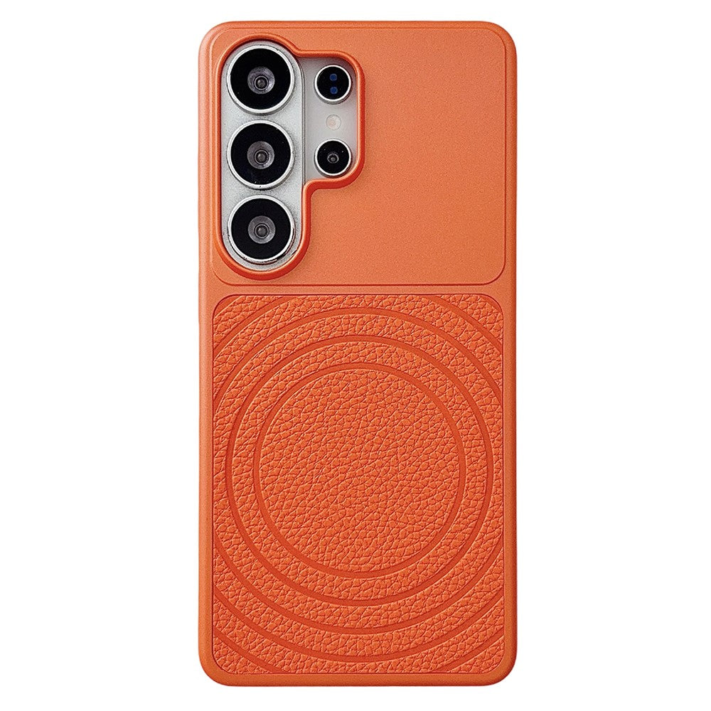 For Samsung Galaxy S26 Ultra Magnetic Case Ripple Pattern Leather Coated PC + TPU Shockproof Back Cover