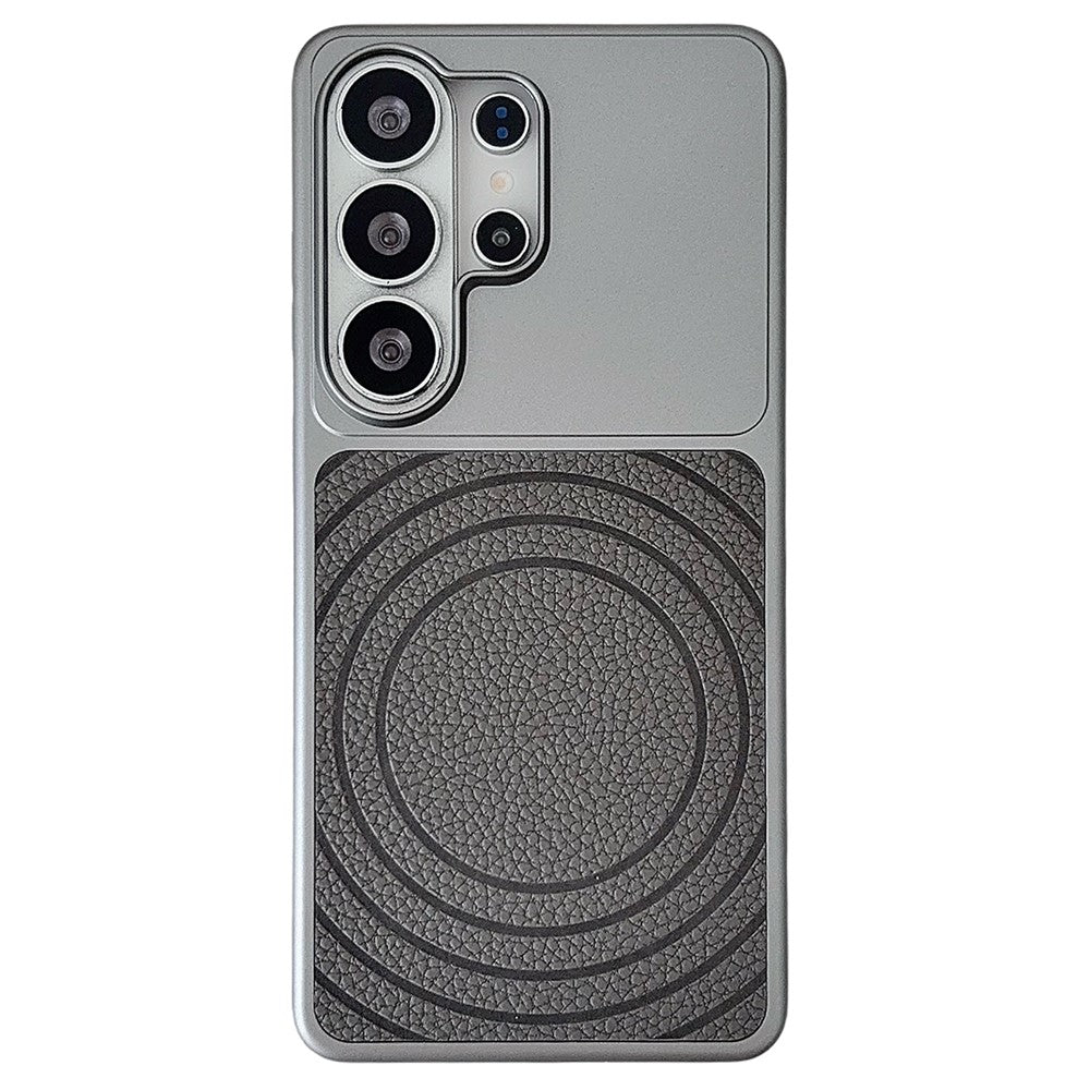 For Samsung Galaxy S26 Ultra Magnetic Case Ripple Pattern Leather Coated PC + TPU Shockproof Back Cover