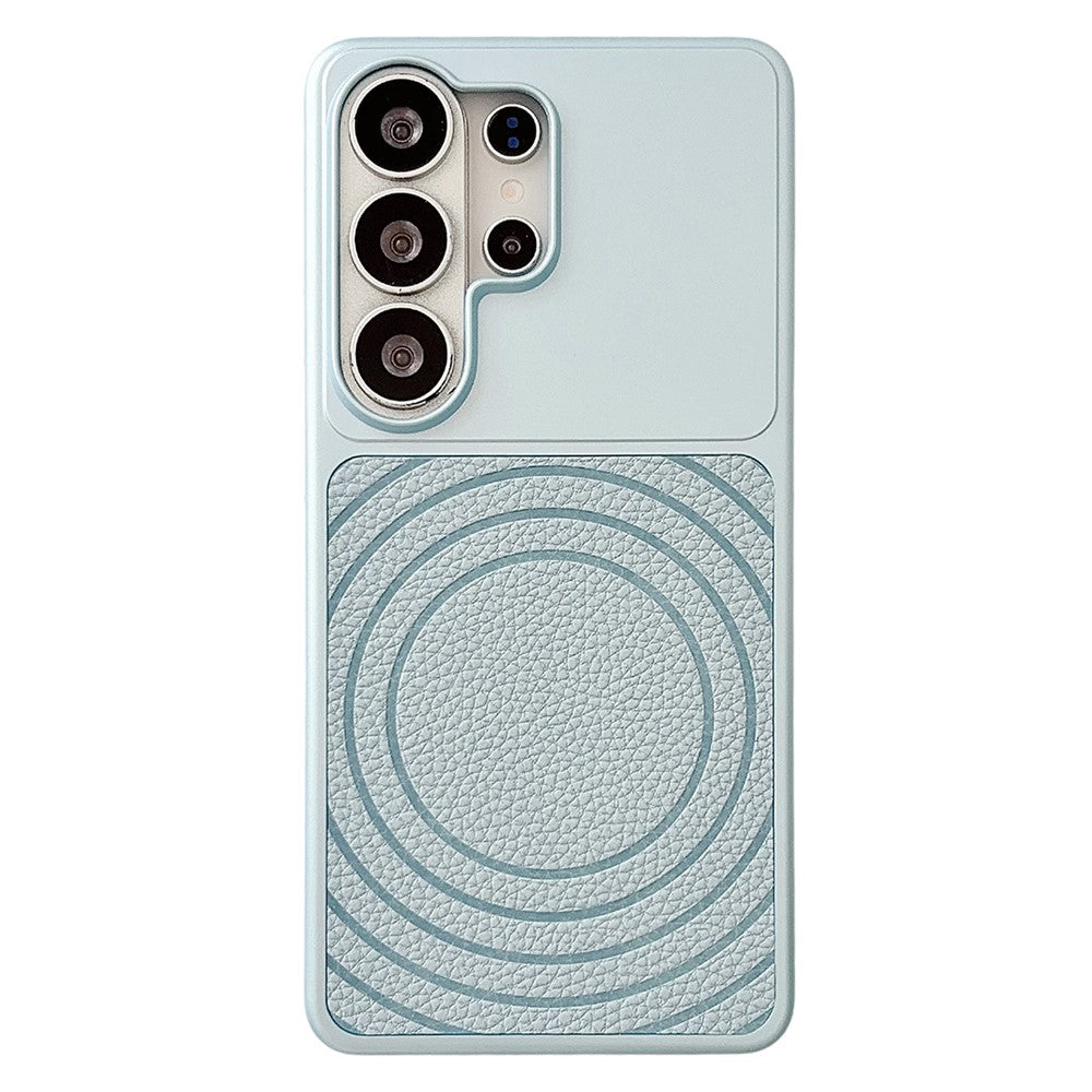 For Samsung Galaxy S26 Ultra Magnetic Case Ripple Pattern Leather Coated PC + TPU Shockproof Back Cover