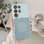 For Samsung Galaxy S26 Ultra Magnetic Case Ripple Pattern Leather Coated PC + TPU Shockproof Back Cover