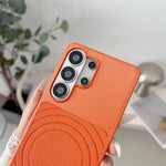 For Samsung Galaxy S26 Ultra Magnetic Case Ripple Pattern Leather Coated PC + TPU Shockproof Back Cover